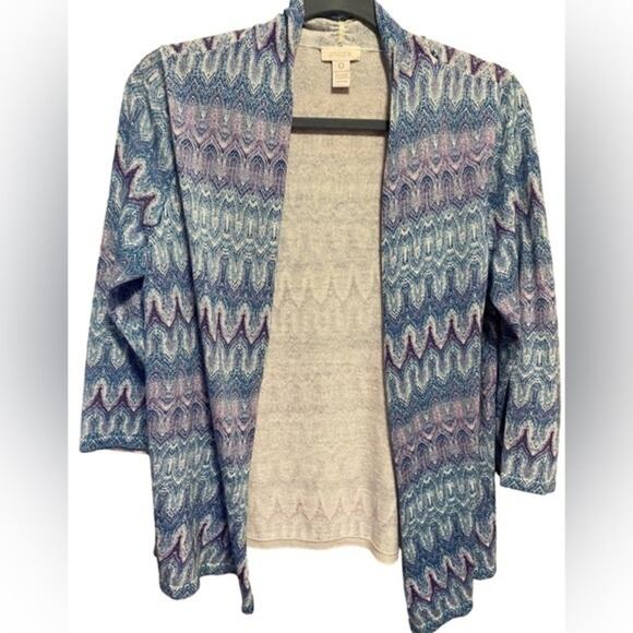 Chico’s Open Front Cardigan Women’s Size 4 XS Lightweight Shimmer 3/4 Sleeves - Picture 1 of 9